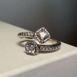 Original Pandora Sparkling Circle and Square Ring